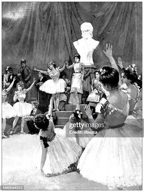 antique image: michelet centenary celebration, city hall - hotel de ville paris stock illustrations