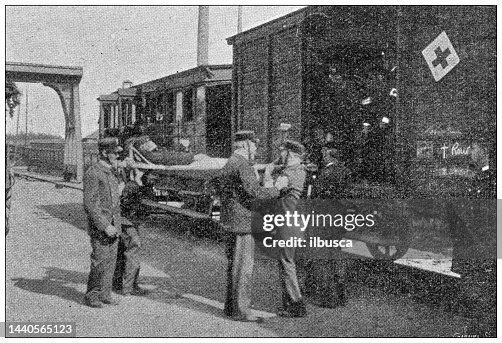 Antique image: Red cross training practice exercise Antique image: Red cross training practice exercise