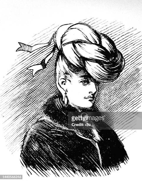 young woman with a huge hair braided into a braid - design plat stock illustrations