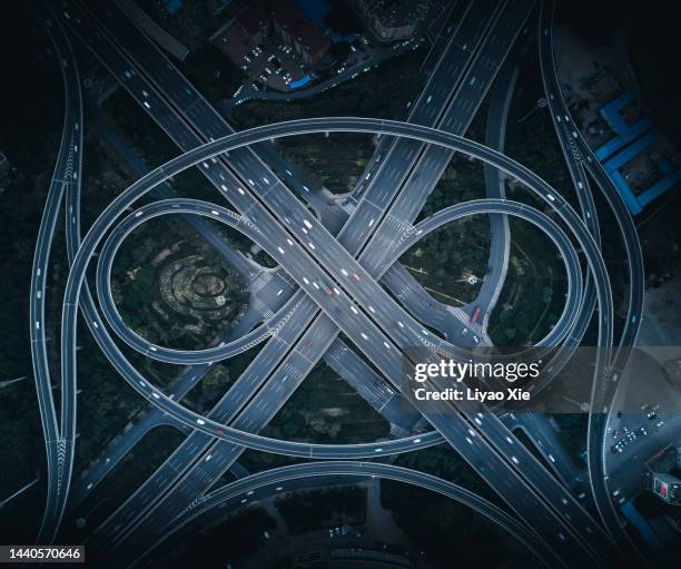 overpass aerial view - crossroad stock pictures, royalty-free photos & images