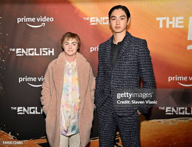 Sean Kaufman and Elsie Fisher attend "The English" Red Carpet Premiere In New York at Metrograph on November 09, 2022 in New York City.