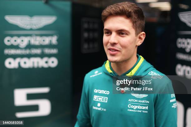 Felipe Drugovich of Brazil and Aston Martin during previews ahead of the F1 Grand Prix of Brazil at Autodromo Jose Carlos Pace on November 10, 2022...