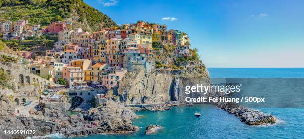 the coastal village of cinque terre at italy,monterosso al mare,liguria,italy - fishing village stock pictures, royalty-free photos & images