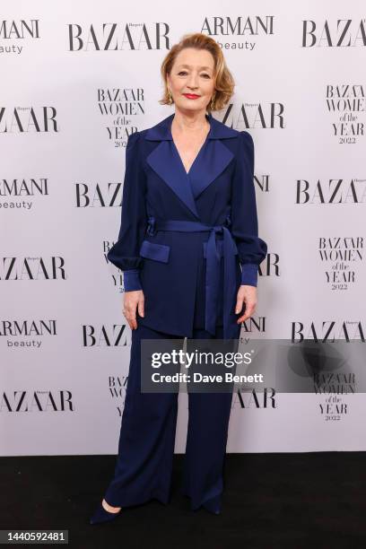 Lesley Manville attends the Harper's Bazaar Women of the Year Awards 2022, in partnership with Armani Beauty, at Claridge's Hotel on November 10,...