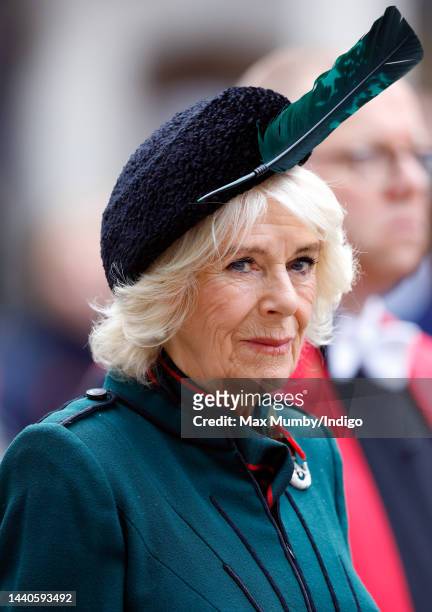 Camilla, Queen Consort visits the 94th Field of Remembrance at Westminster Abbey on November 10, 2022 in London, England. The Field of Remembrance...
