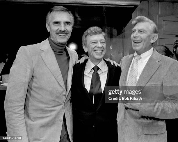 Actor/Comedian Don Knotts celebrated his 35th year celebration at Chasen's Restaurant with friends Dennis Weaver and Andy Griffith, January 9, 1984...