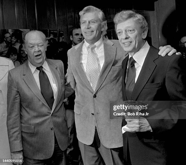 Actor/Comedian Don Knotts celebrated his 35th year celebration at Chasen's Restaurant with friends Hal Smith and Andy Griffith, January 9, 1984 in...