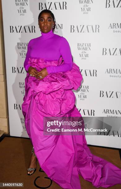 Lashana Lynch attends Harper's Bazaar Women Of The Year Awards at Claridges Hotel on November 10, 2022 in London, England.