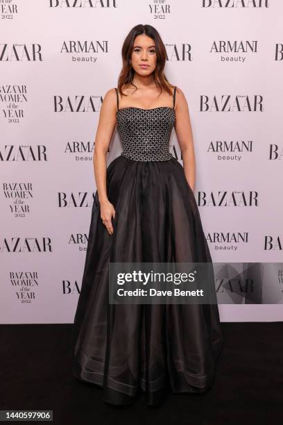 Gala Gordon attends the Harper's Bazaar Women of the Year Awards 2022, in partnership with Armani Beauty, at Claridge's Hotel on November 10, 2022 in...