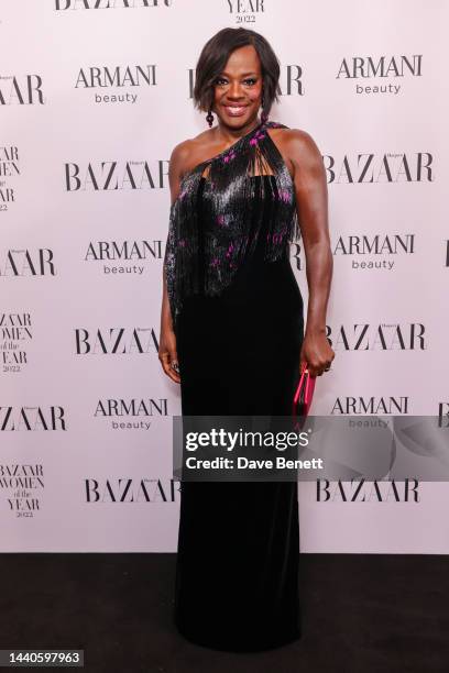 Viola Davis attends the Harper's Bazaar Women of the Year Awards 2022, in partnership with Armani Beauty, at Claridge's Hotel on November 10, 2022 in...