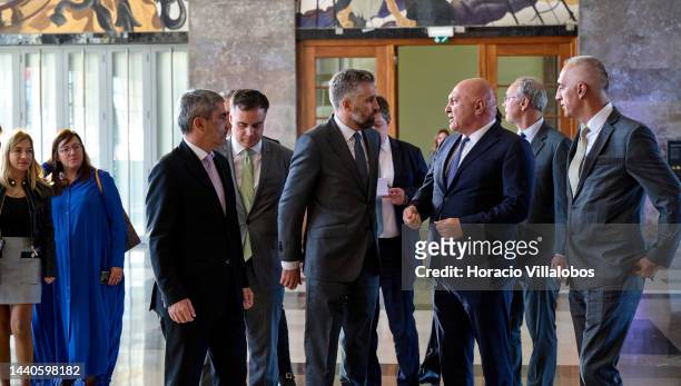 The Minister of Infrastructures and Housing Pedro Nuno Santos and the President and CEO of YILDIRIM and YILPORT Holding Robert Yildirim during the...