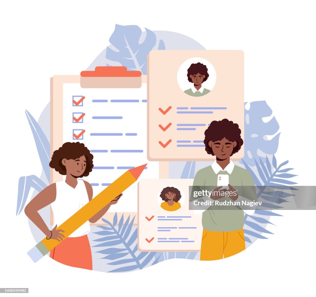 Catoon Form People Fill Out Form High-Res Vector Graphic - Getty Images