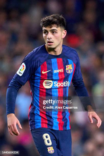 Pedro Gonzalez 'Pedri' of FC Barcelona looks on during the LaLiga Santander match between FC Barcelona and UD Almeria at Spotify Camp Nou on November...