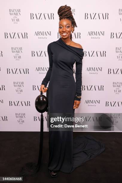Little Simz attends the Harper's Bazaar Women of the Year Awards 2022, in partnership with Armani Beauty, at Claridge's Hotel on November 10, 2022 in...