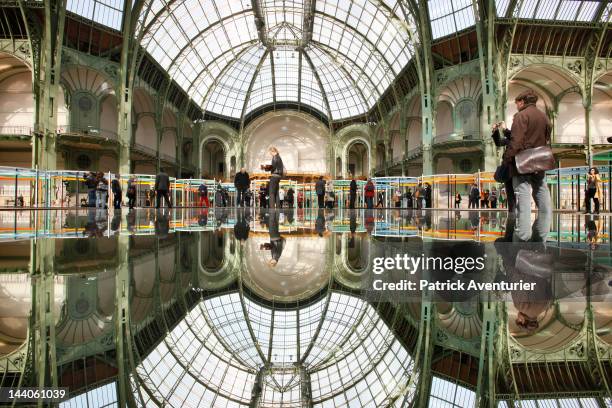 The ''Monumenta'' temporary installation by Daniel Buren is displayed at the Nave of the Grand Palais on May 9, 2012 in Paris, France. Every year,...