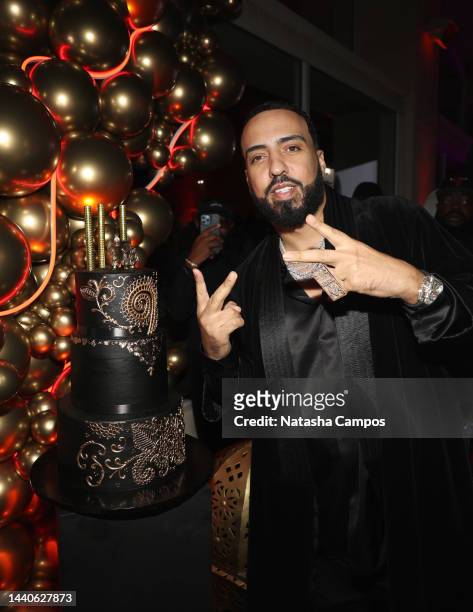 French Montana celebrates his birthday at Moroccan Playboy Nights birthday celebration for French Montana on November 09, 2022 in Los Angeles,...