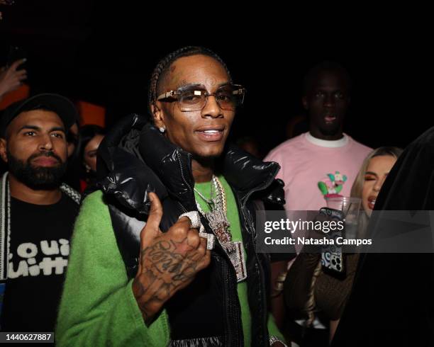 Soulja Boy attends Moroccan Playboy Nights birthday celebration for French Montana on November 09, 2022 in Los Angeles, California.