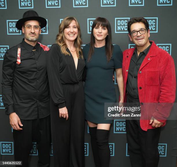 Ian Bonhote, Camilla Hall, Michele Hicks and Peter Ettedgui attends the premiere of fashion documentary series, Kingdom of Dreams at Doc NYC on...