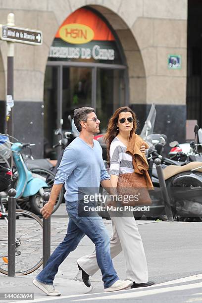 Actress Cote de Pablo and boyfriend Diego Serrano are sighted strolling on May 9, 2012 in Paris, France.