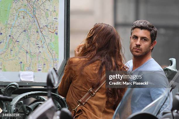 Actress Cote de Pablo and boyfriend Diego Serrano are sighted strolling on 'Rue de Rivoli' on May 9, 2012 in Paris, France.