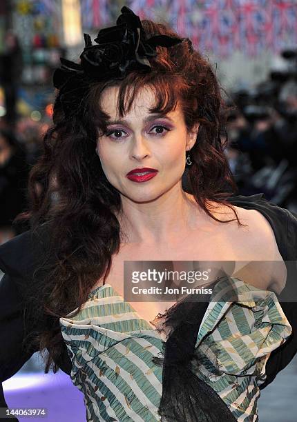 Actress Helena Bonham Carter attends the"Dark Shadows" European film premiere at the Empire Leicester Square on May 9, 2012 in London, England.