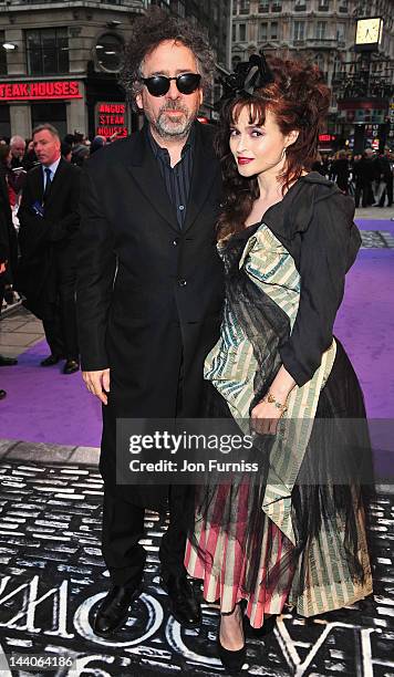 Director Tim Burton and actress Helena Bonham Carter attend the"Dark Shadows" European film premiere at the Empire Leicester Square on May 9, 2012 in...