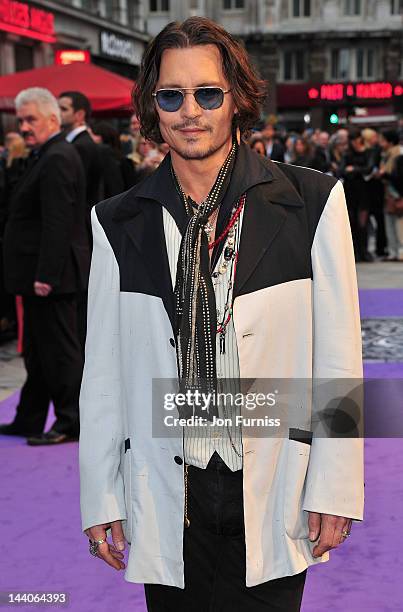 Actor Johnny Depp attends the"Dark Shadows" European film premiere at the Empire Leicester Square on May 9, 2012 in London, England.