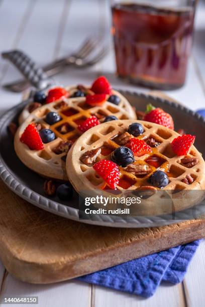 healthy waffles - waffle stock pictures, royalty-free photos & images