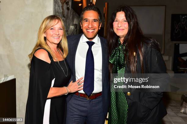 Rebecca Gupta, Dr.Sanjay Gupta, and Catherine Keener attend Jane Fonda's 85th Birthday, a benefit for Georgia Campaign for Adolescent Power &...