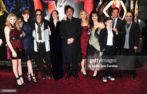 Actors Chloe Moretz, Bella Heathcote, Johnny Depp, Eva Green, director Tim Burton, Michelle Pfeiffer, Helena Bonham Carter, Gulliver McGarth, Jonny...