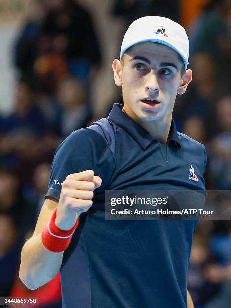 Matteo Arnaldi is seen on center court during day one of the Next Gen ATP Finals at Allianz Cloud on November 08, 2022 in Milan, Italy.