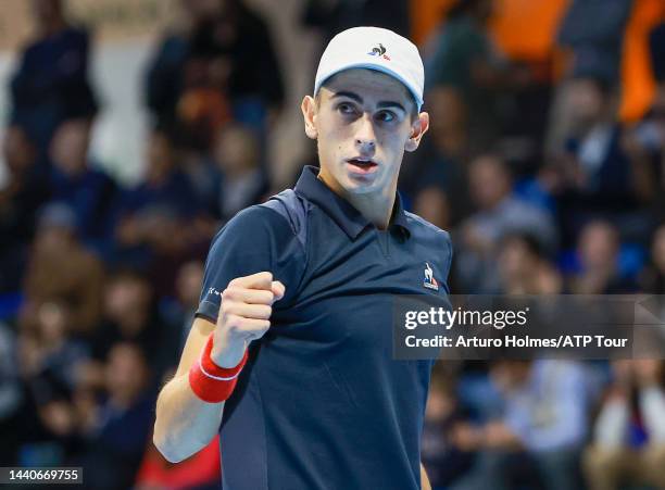 Matteo Arnaldi is seen on center court during day one of the Next Gen ATP Finals at Allianz Cloud on November 08, 2022 in Milan, Italy.