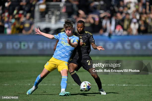 Jack McGlynn of Philadelphia Union and Kellyn Acosta of Los Angeles FC during the MLS Cup Final game between Philadelphia Union and Los Angeles FC at...