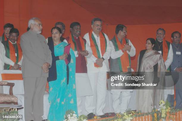 Bhartiya Janta Party Chief Ministers from Narendra Modi, Gujrat; Vasundhara Raje Scindia, Rajasthan; Arjun Munda, Jharkhand; Dharam Singh,...