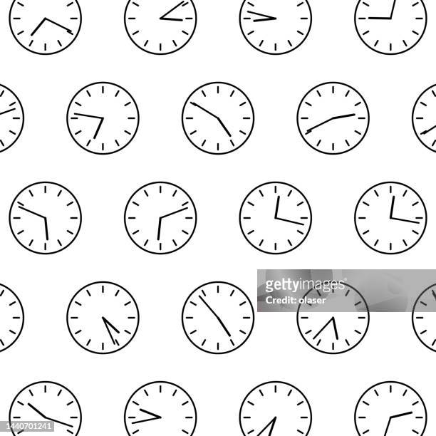 clocks pattern, showing random time - clock hand stock illustrations