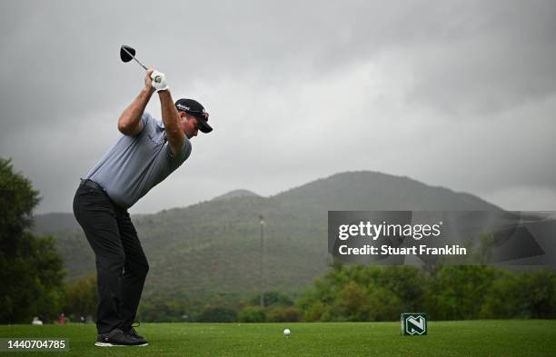 Ryan Fox of New Zealand tees off on the second hole during Day Two of the Nedbank Golf Challenge at Gary Player CC on November 11, 2022 in Sun City,...