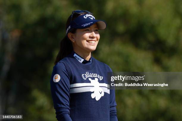 Hikari Fujita of Japan smiles on the 2nd tew during the second round of the Yamaguchi Shunan Ladies Cup at Shunan Country Club on November 11, 2022...