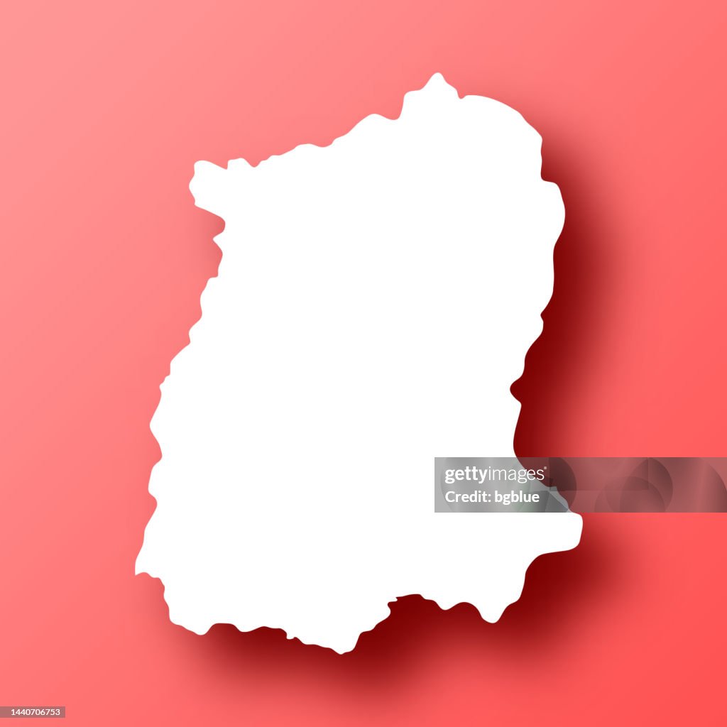 Mapa de Sikkim sobre fondo rojo con sombra
