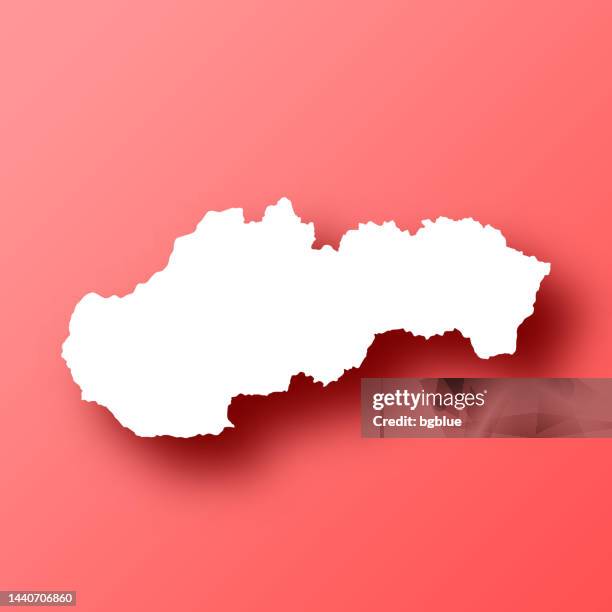 slovakia map on red background with shadow - 斯洛伐克 幅插畫檔、美工圖案、卡通及圖標