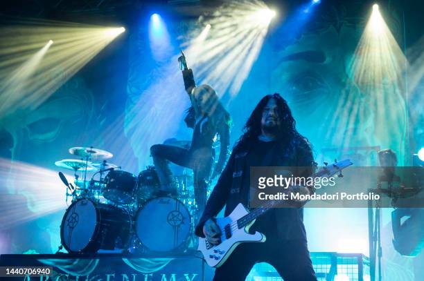 Sweden bass player Sharlee D'Angelo of the swedish melodic death metal band Arch Enemy performs in concert at Alcatraz. Milan , 12 October 2022