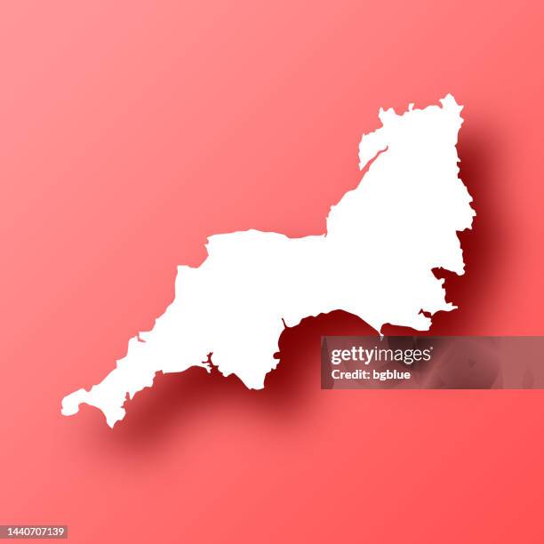 bildbanksillustrationer, clip art samt tecknat material och ikoner med south west map on red background with shadow - bristol england