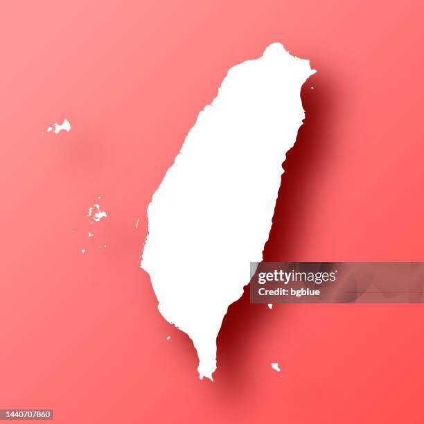 taiwan map on red background with shadow - taiwan icon stock illustrations