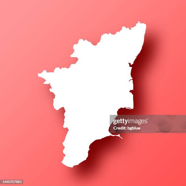 tamil nadu map on red background with shadow - chennai stock illustrations