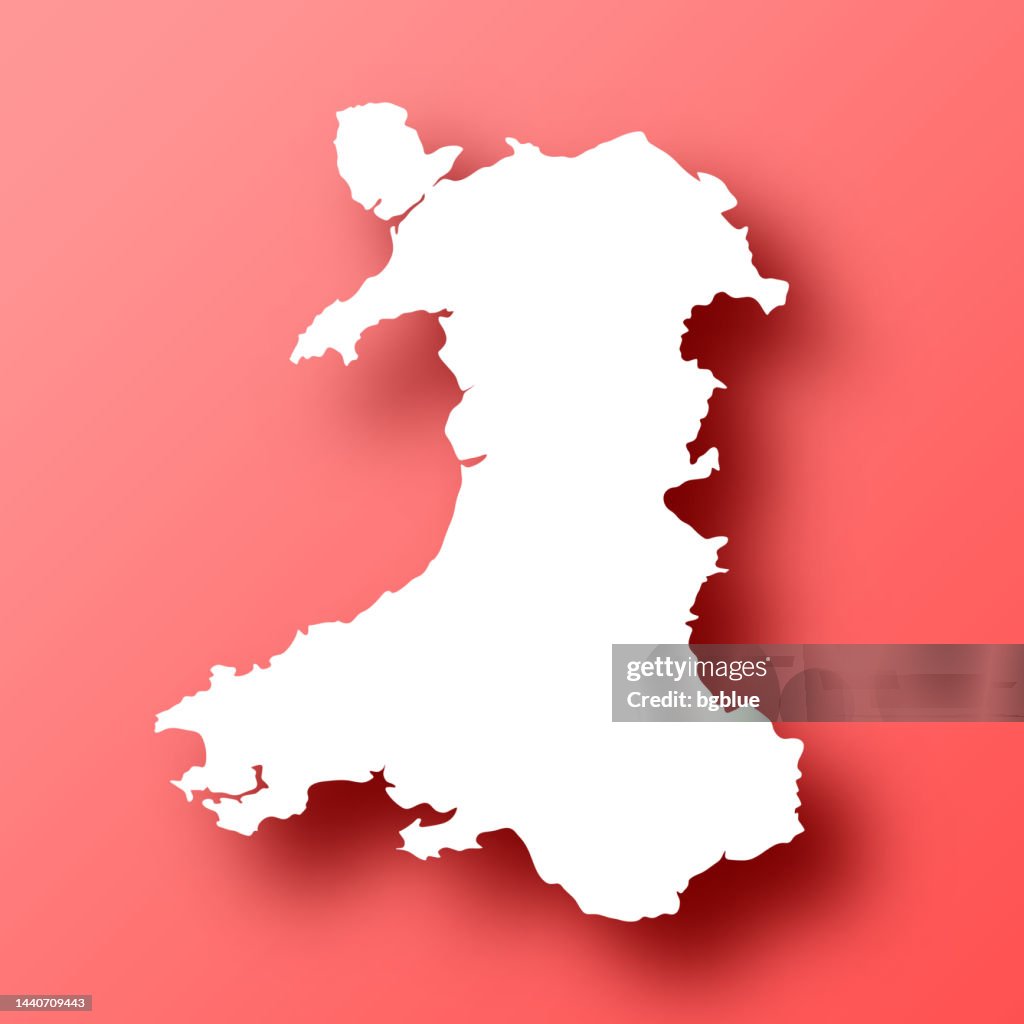 Welsh Map Vector Wales Map On Red Background With Shadow High-Res Vector Graphic - Getty ...