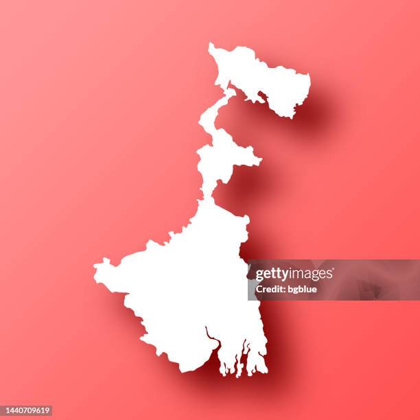 west bengal map on red background with shadow - kolkata stock illustrations