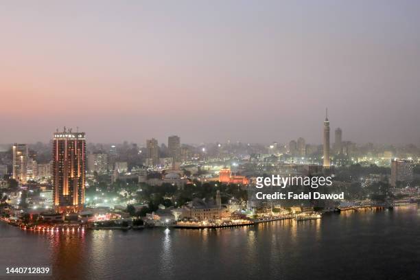 General view of the Nile River as it flows through the Egyptian capital on November 11, 2022 in Cairo, Egypt. The COP27 climate conference is...