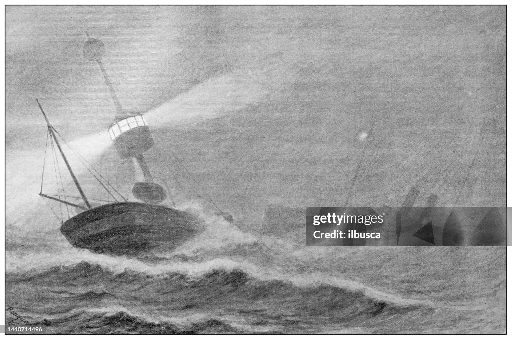 Antique image: Lightvessel or lightship "Ruytingen"