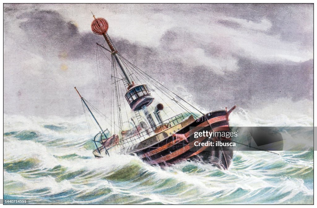 Antique image: Lightvessel or lightship "Ruytingen"