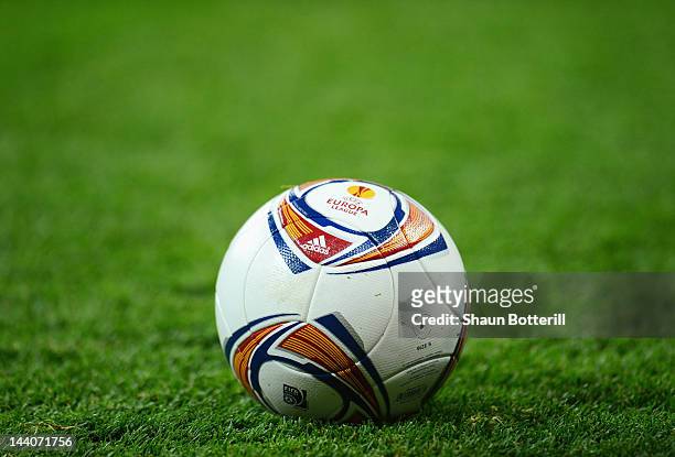 General View of the match ball during the UEFA Europa League Final between Atletico Madrid and Athletic Bilbao at the National Arena on May 9, 2012...
