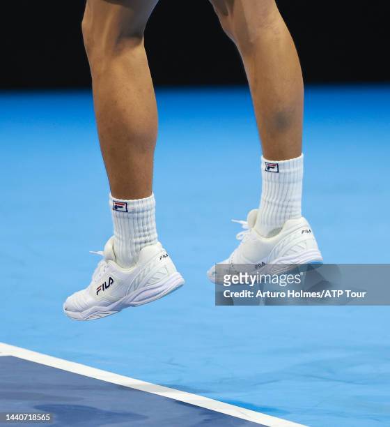 Jack Draper is seen on center court during day one of the Next Gen ATP Finals at Allianz Cloud on November 08, 2022 in Milan, Italy.